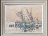 une image d'une peinture de bateaux sur l'eau