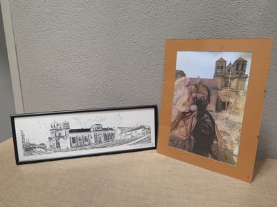 a picture of a picture of a man riding a horse next to a picture of a man riding a horse