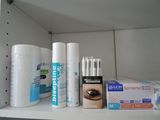 a shelf that has a lot of different items on it