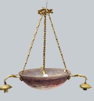 MULLER FRERES à Luneville. Lustre vasque à quatre lumières e…