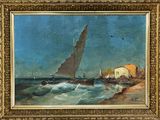 an image of a painting of a sailboat in the ocean