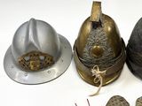 three helmets that are sitting next to each other