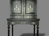 an image of a black and white cabinet on a stand