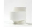 a close up of a white vase with a white background