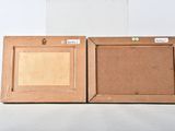 pair of paintings of a man and a woman in a box