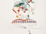 an image of a drawing of a book with fruit on top of it