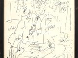 une image représentant un dessin d'un groupe de personnes assises sur un canapé