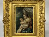 a painting of a woman holding a child in her arms