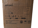 a cardboard box that has a picture of a cat on it