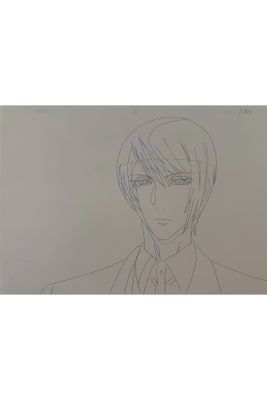 drawing of a man in a suit and tie with a tie around his neck