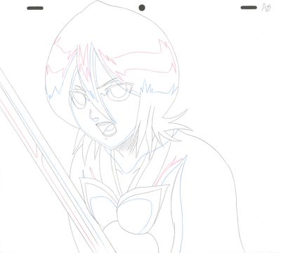 anime drawing of a man with a guitar in his hand