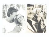 two black and white photos of a man and a woman and a man