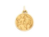 une médaille d'or sur laquelle figurent une femme et un enfant