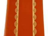 an orange book with a gold border and a white background