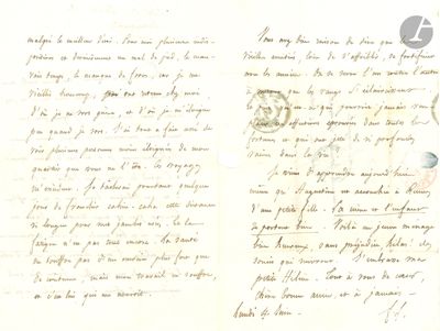 an old handwritten letter with a picture of a bird on it