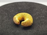 une bague en or sur une surface noire, avec un fond blanc