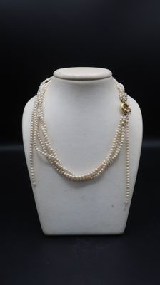 Collier En Or 18 Carats Avec Perles De Culture - Poids 19,40g - Taille 50 Cm - Occasion Rénové