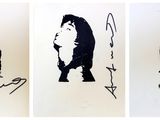 trois photos en noir et blanc d'une femme aux cheveux longs et d'un homme aux cheveux longs