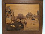 an image of a painting of a farm scene with chickens and ducks