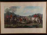 painting of a group of men riding horses in a field