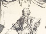 a black and white drawing of a man and a child