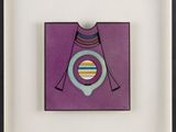 une image représentant un objet violet entouré d'un cercle bleu