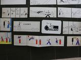 a lot of drawings on the wall of a building