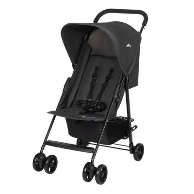 une poussette noire avec un siège noir et des roues noires