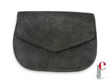 pochette en velours gris à rabat