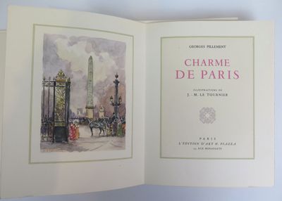 an open book with a picture of a monument in the background