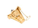 an image of a close up of a gold plated object on a white background