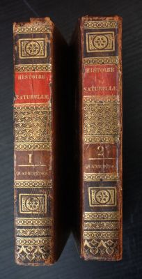 two old books sitting on top of a table next to each other