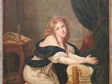 an image of a painting of a woman sitting on a chair