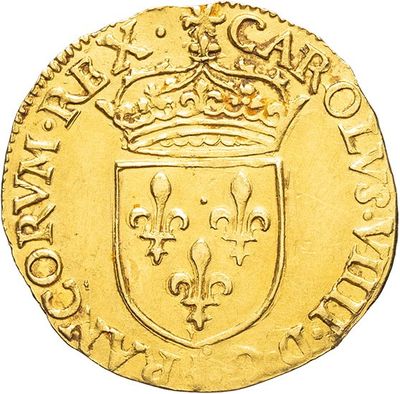 a gold coin with a crown on top of it