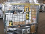 a large metal cart with a lot of items inside of it