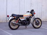 a motorcycle that is parked in a parking lot