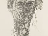 an image of a drawing of a woman ' s face in black and white
