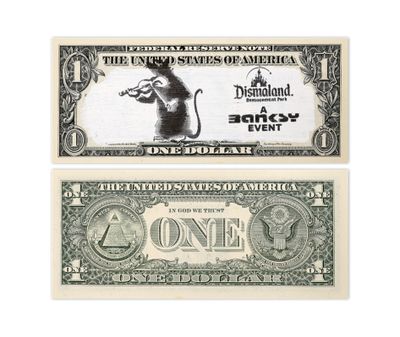 deux billets d'un dollar, dont l'un porte l'effigie d'une souris