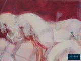 an image of a painting of a woman laying down on a bed