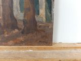 a picture of a painting on a shelf in a room