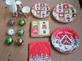 a table with a lot of christmas decorations on it