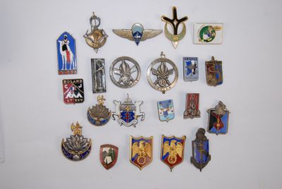 a lot of badges on the wall of a room