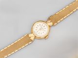 an image of a gold watch with a white dial on a gold bracelet