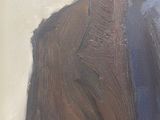 painting of a man in a brown jacket and blue shirt