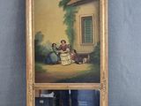 an image of a painting of a man and a woman in front of a house