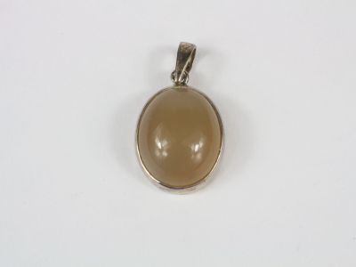 a pendant with a brown stone in the middle of it