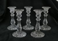 BACCARAT Suite de 5 bougeoirs torsade modèle Bambou à fûts g…