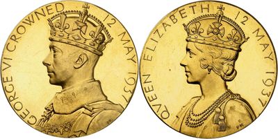 a gold sovereign coin with a crown on it