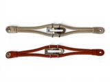 two belts with metal buckles on a white background