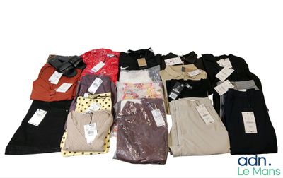 many different types of clothing on a white background